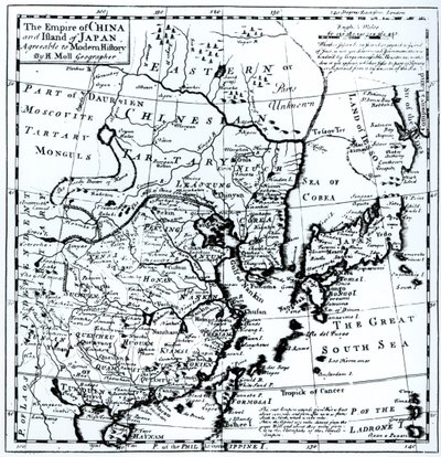 El Imperio de China y la Isla de Japón, publicado en Londres de Hermann Moll